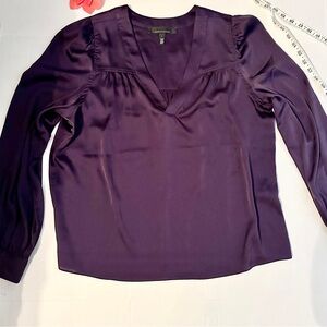 NWOT WHBM Purple V-neck Blouse Long-Sleeve